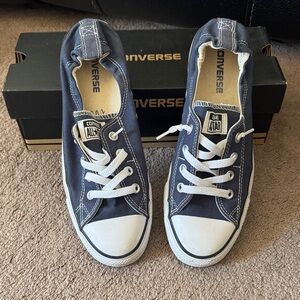 Converse Women’s 10 Classic Navy Low-Tops with White Accents